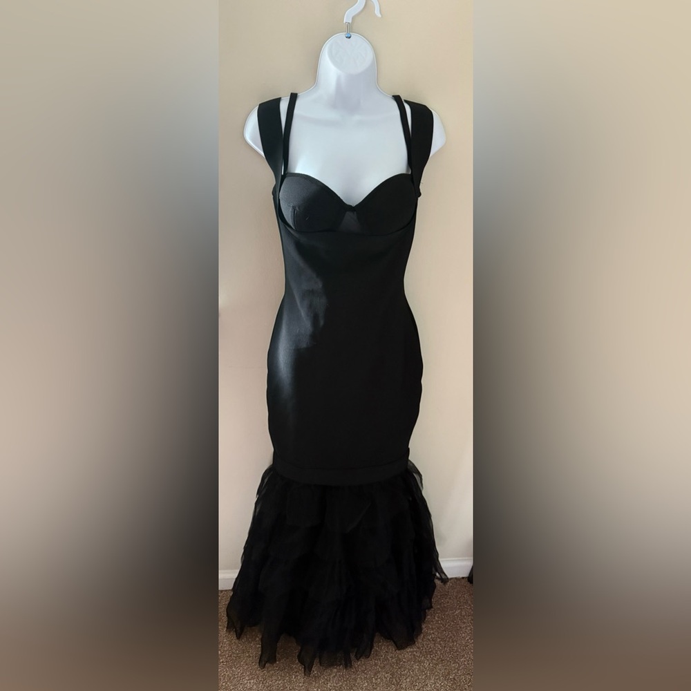 Fashion Nova Black Tulle Bandage Gown - Picture 5 of 6